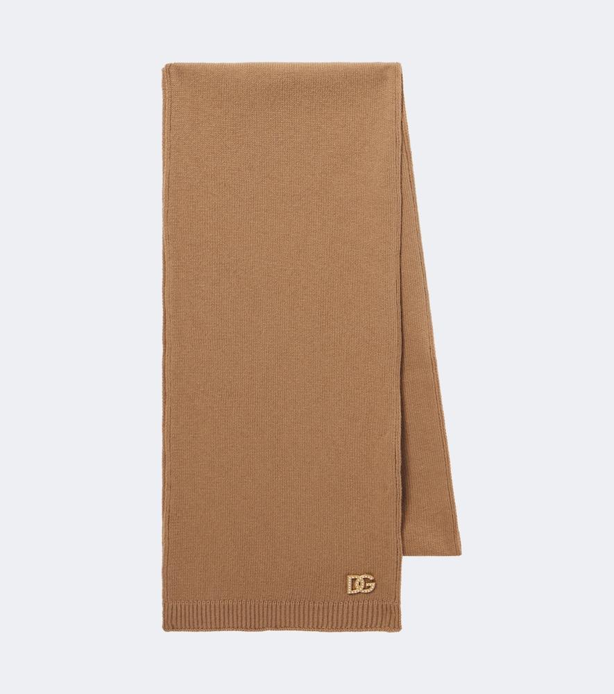 dolce & gabbana dg embellished virgin wool scarf