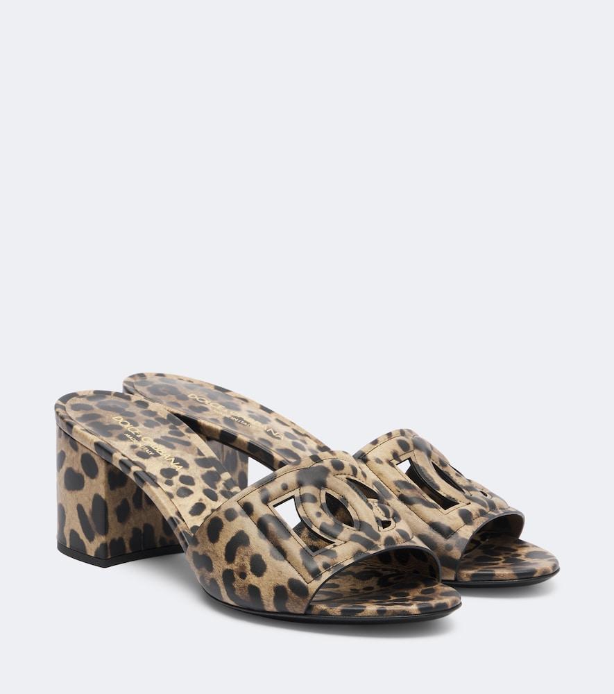 dolce & gabbana dg leopard-print leather mules