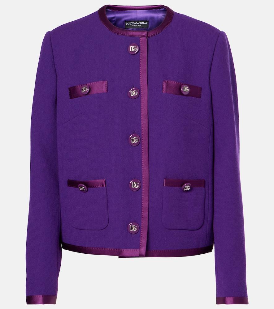 dolce & gabbana dg satin-trimmed wool-blend crêpe jacket