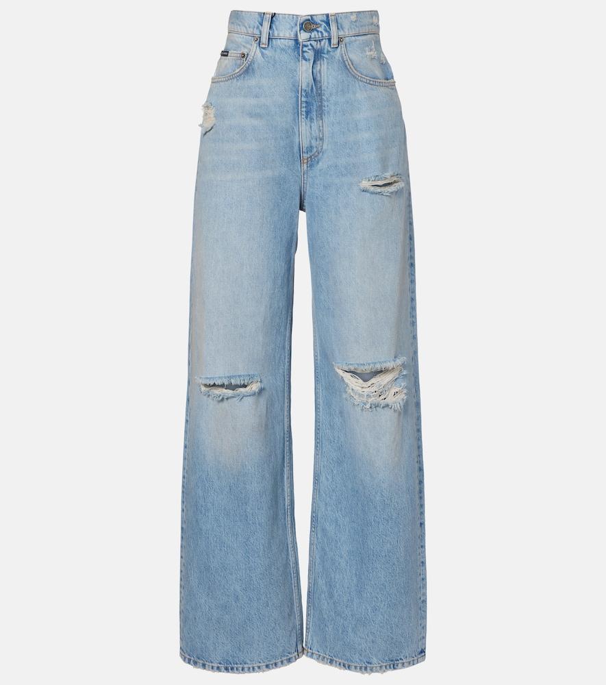 dolce & gabbana distressed wide-leg jeans