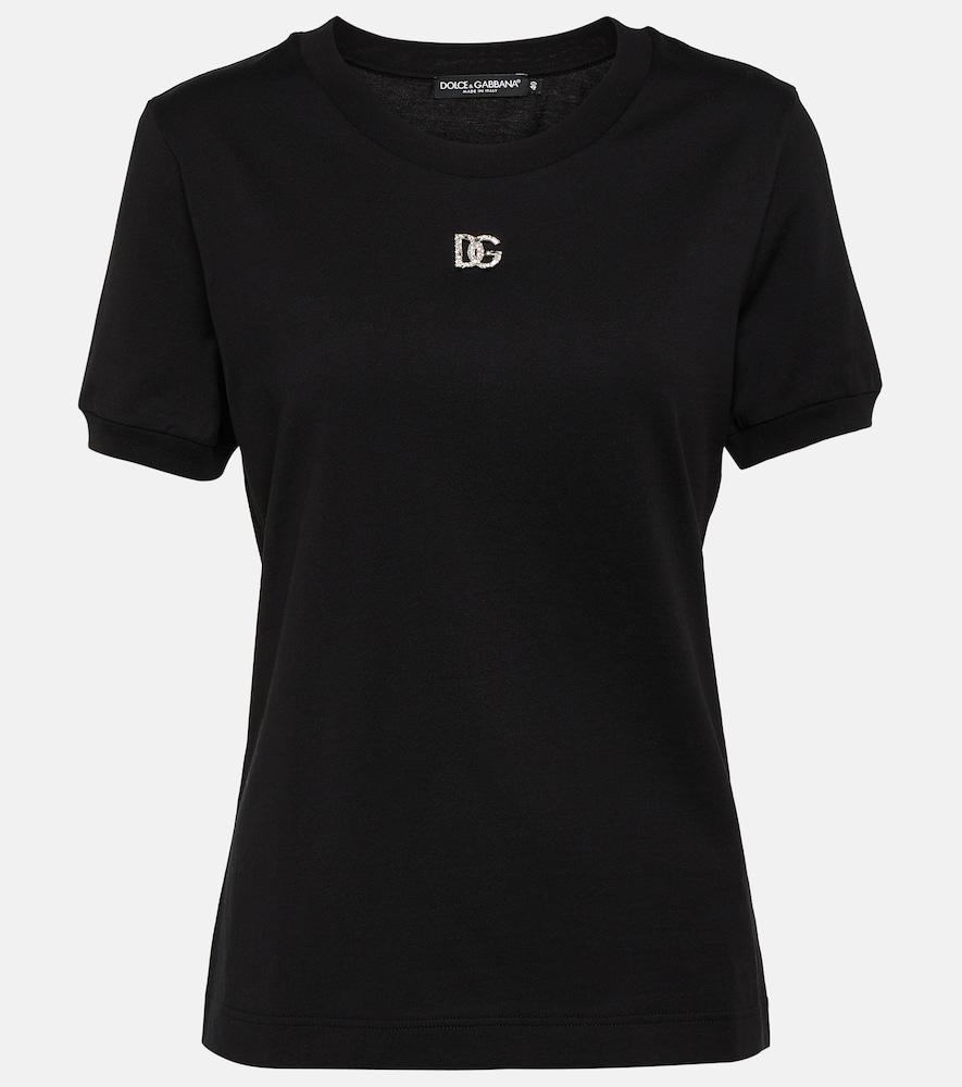dolce & gabbana embellished cotton jersey t-shirt