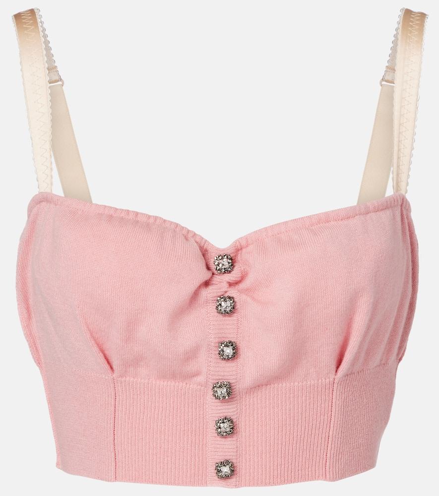 dolce & gabbana embellished cropped silk-blend crop top