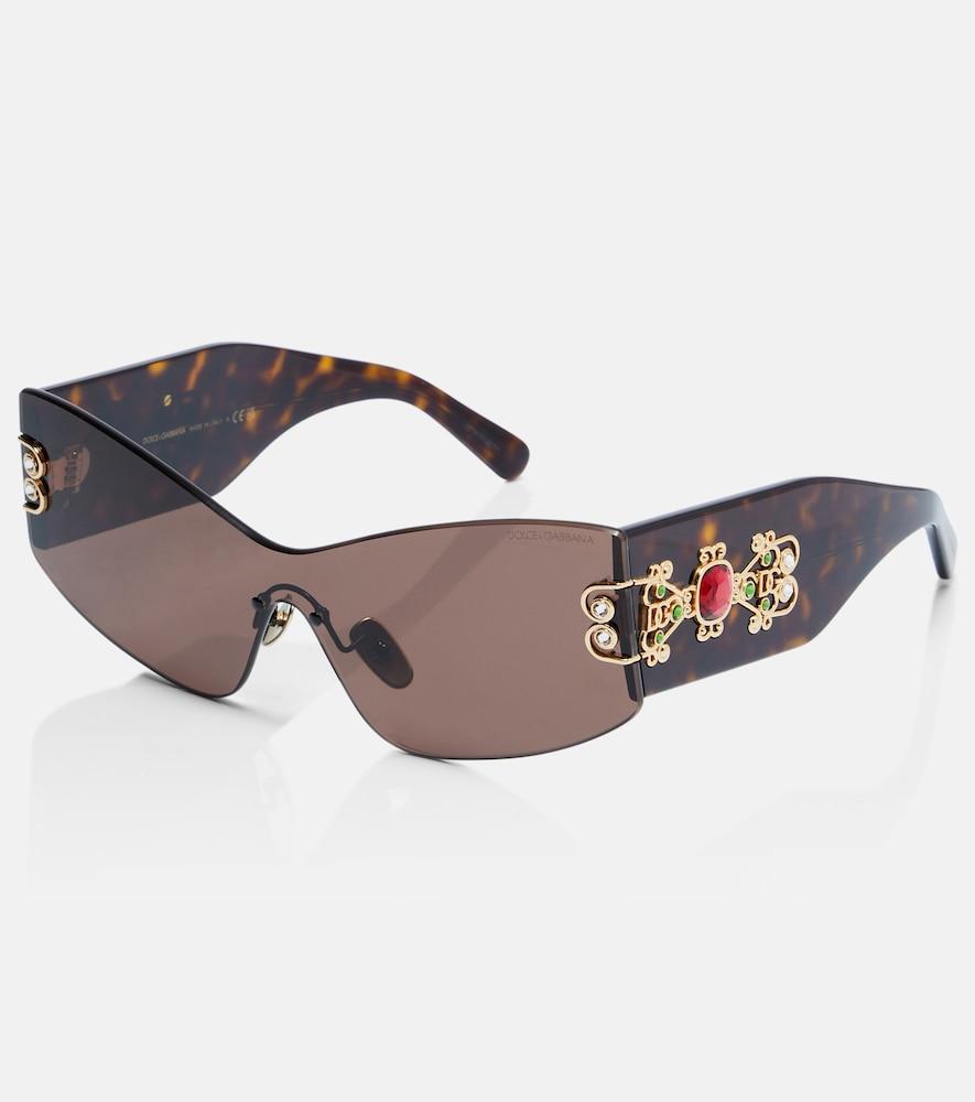 dolce & gabbana embellished rectangular sunglasses