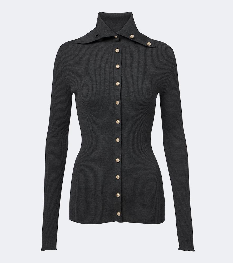 dolce & gabbana embellished ribbed-knit wool cardigan