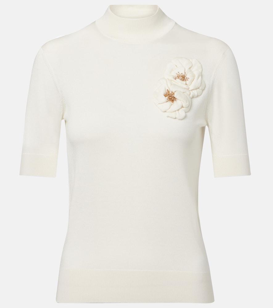 dolce & gabbana embellished turtleneck silk top
