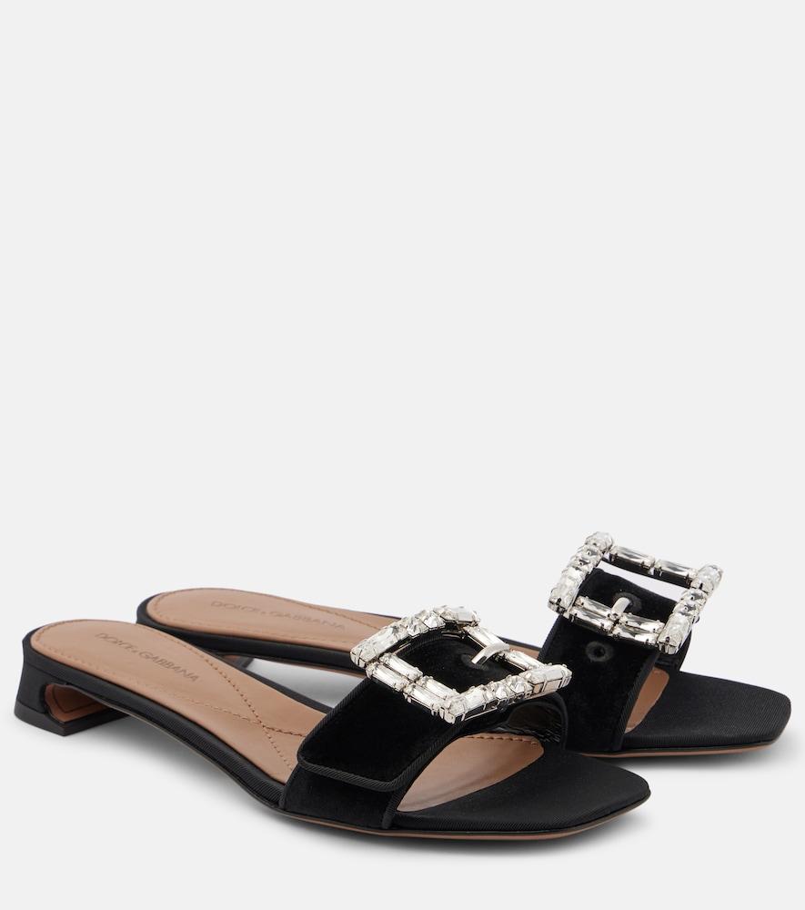 dolce & gabbana embellished velvet slides