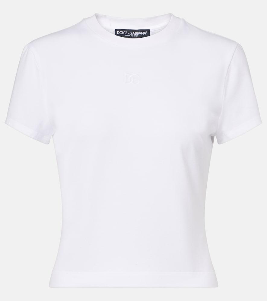 dolce & gabbana embroidered cotton-blend jersey t-shirt