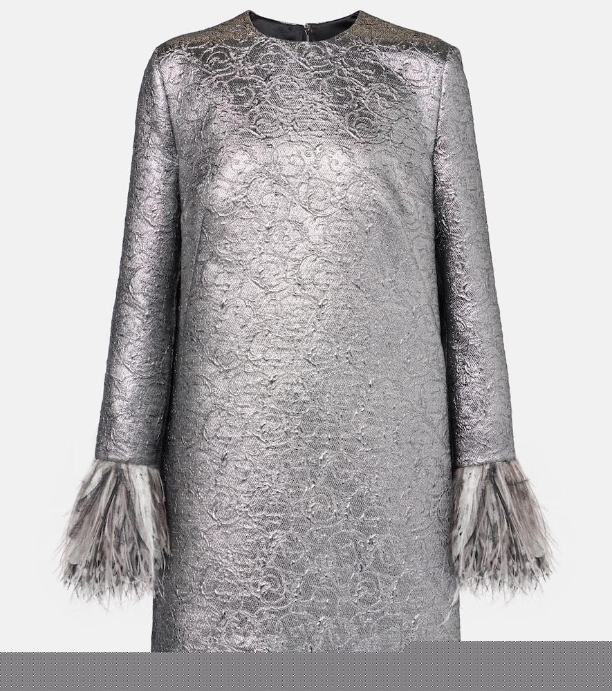dolce & gabbana feather-trimmed lamé minidress