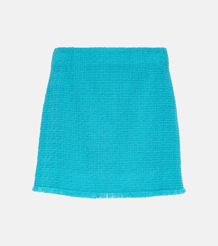 dolce & gabbana fringed wool-blend tweed miniskirt