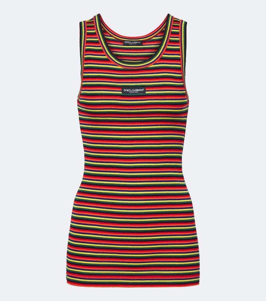 dolce & gabbana knitted striped cotton tank top