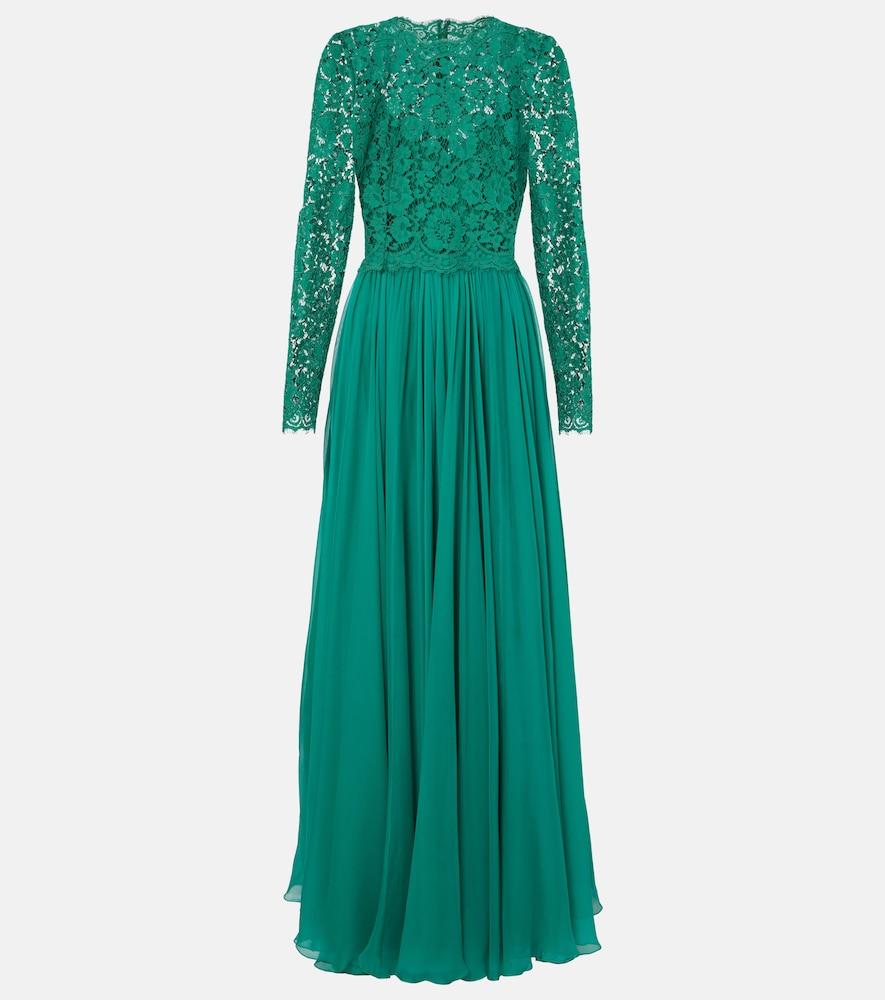 dolce & gabbana lace and silk-blend gown
