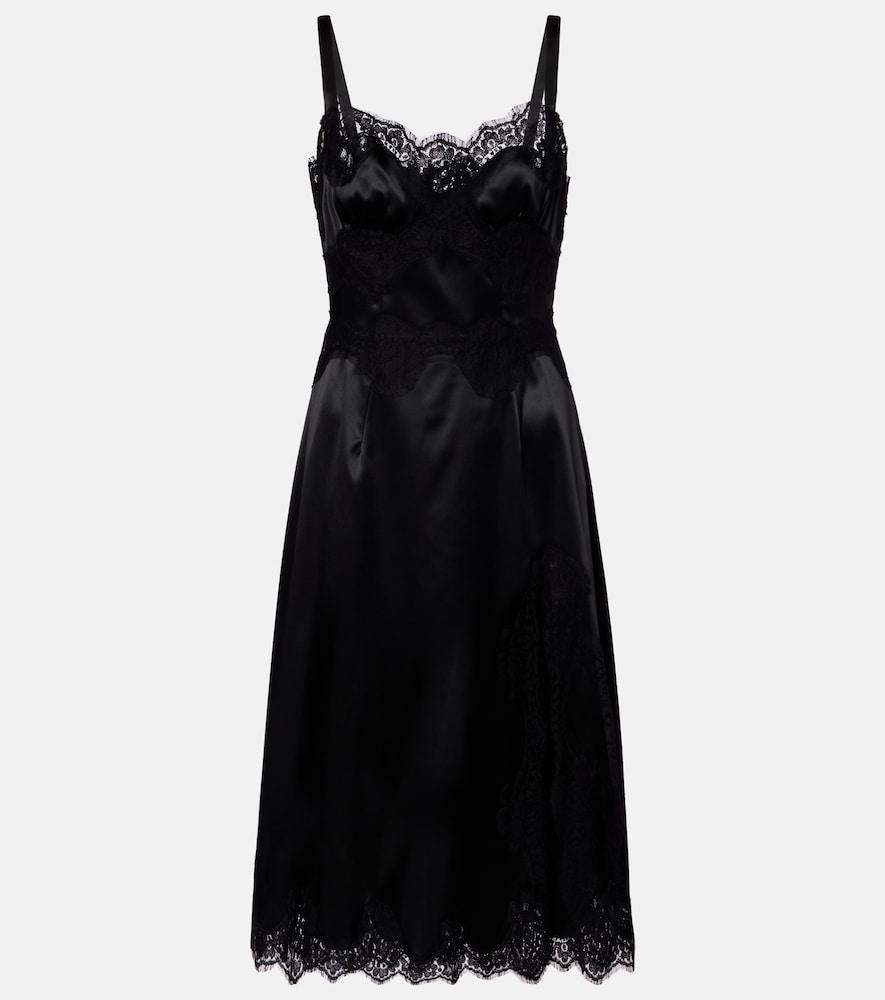 dolce & gabbana lace-trimmed satin slip dress