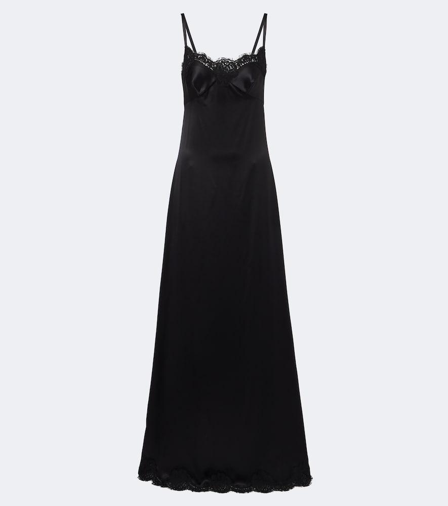 dolce & gabbana lace-trimmed silk and cotton-blend gown