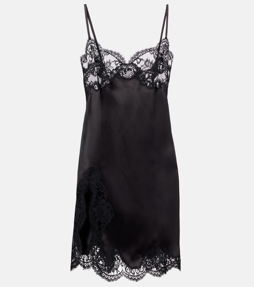 dolce & gabbana lace-trimmed silk-blend satin slip dress