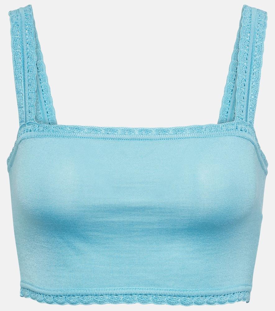 dolce & gabbana lace-trimmed silk crop top
