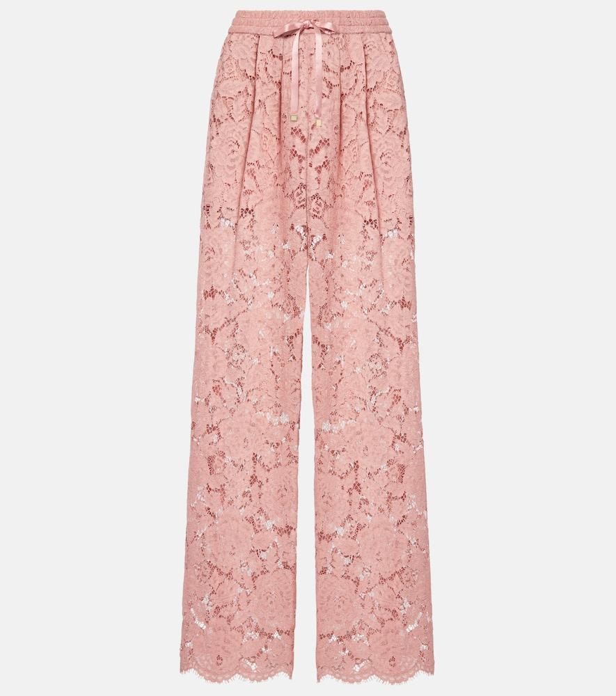 dolce & gabbana lace wide-leg pants