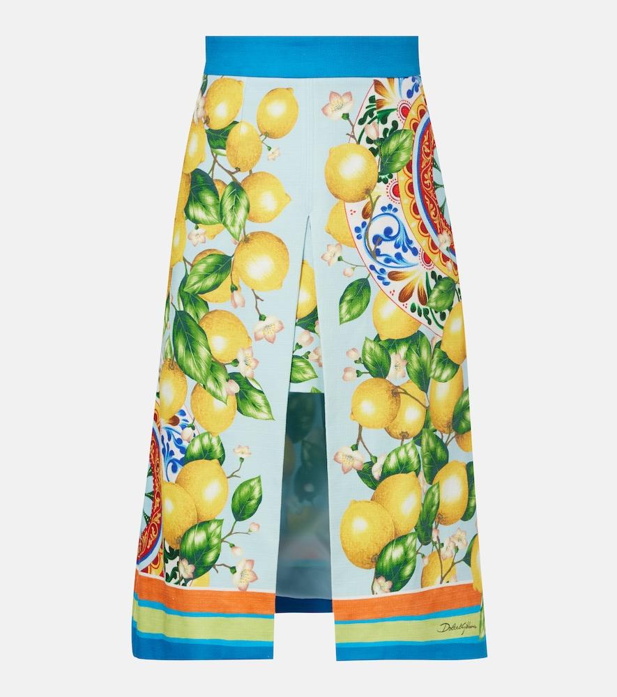 dolce & gabbana layered printed cotton-blend midi skirt