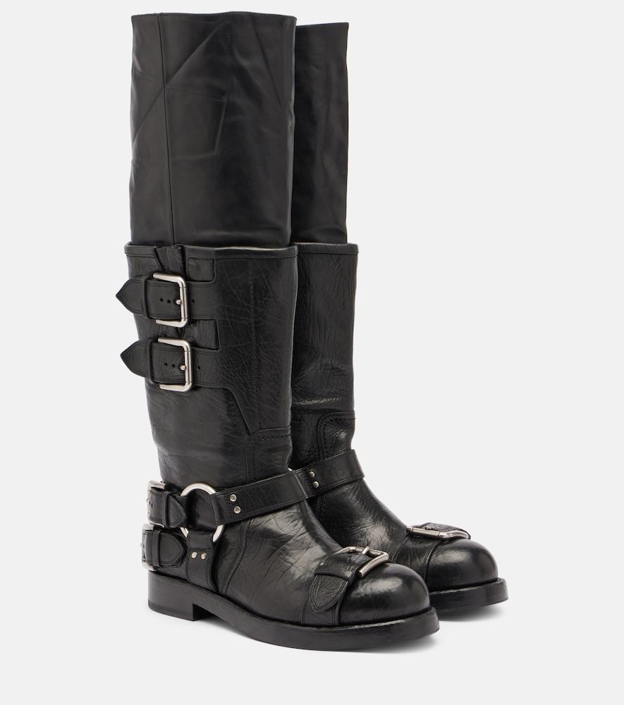 dolce & gabbana leather knee-high boots