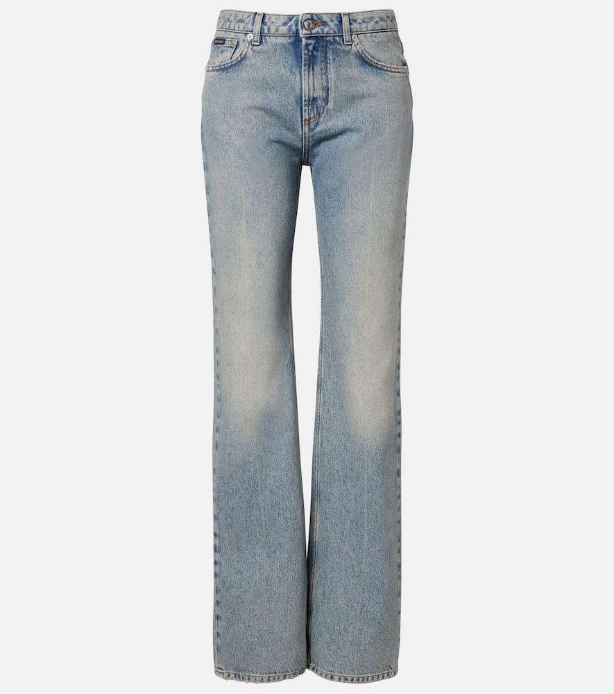 dolce & gabbana leather-trimmed straight jeans