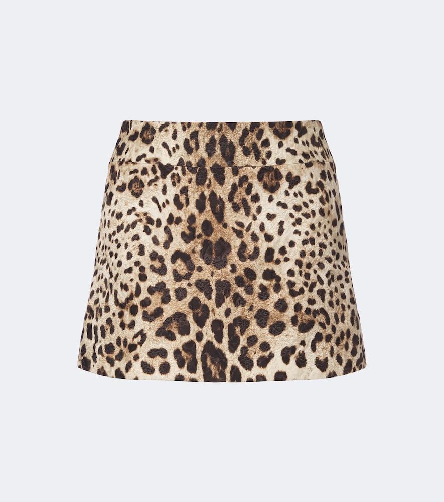 dolce & gabbana leopard-print cotton and silk-blend miniskirt