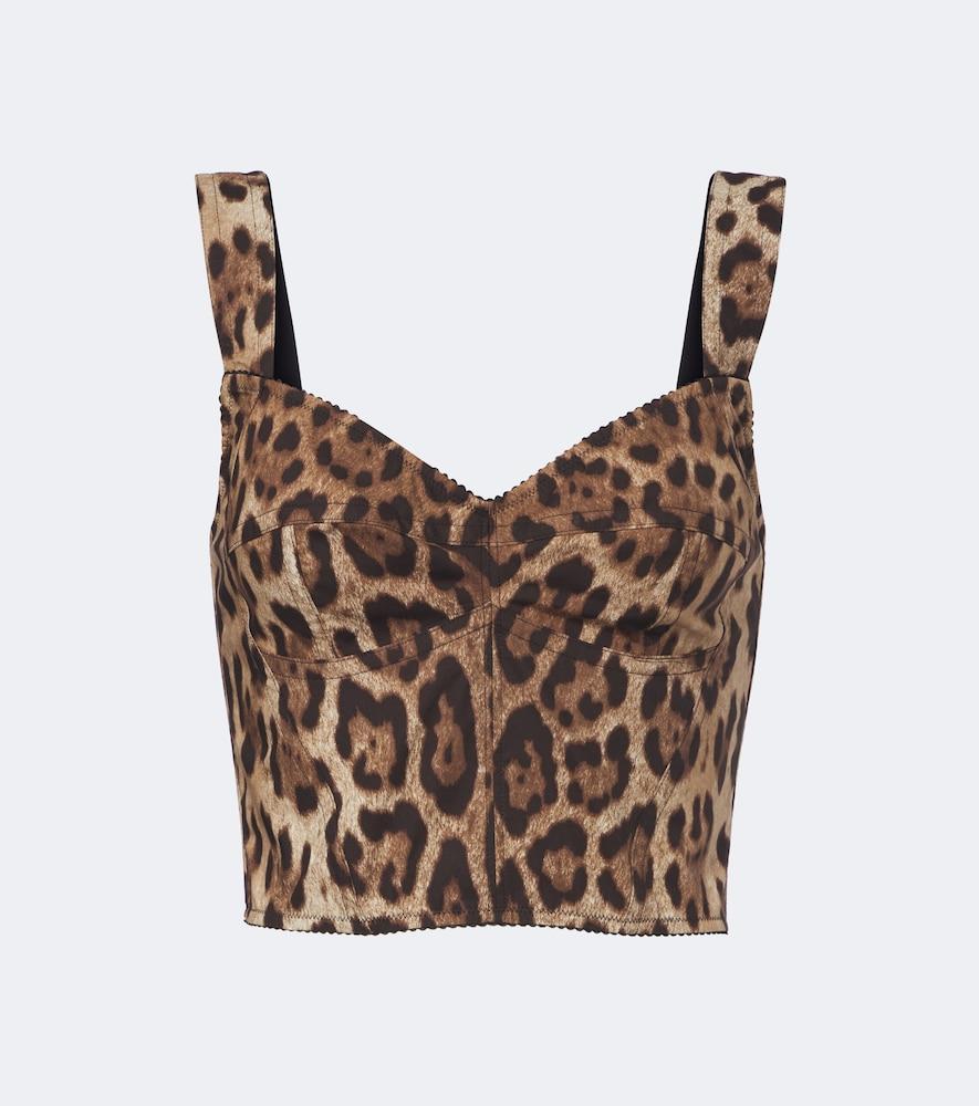 dolce & gabbana leopard-print cotton-blend bustier top