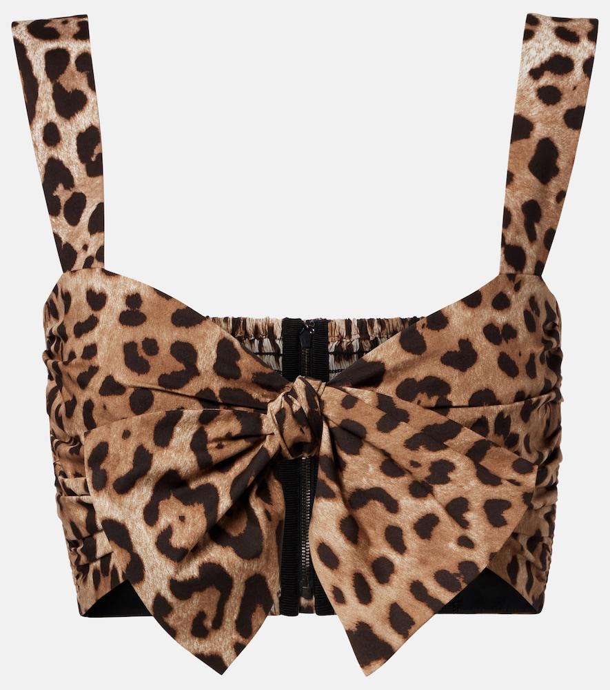 dolce & gabbana leopard-print cotton crop top