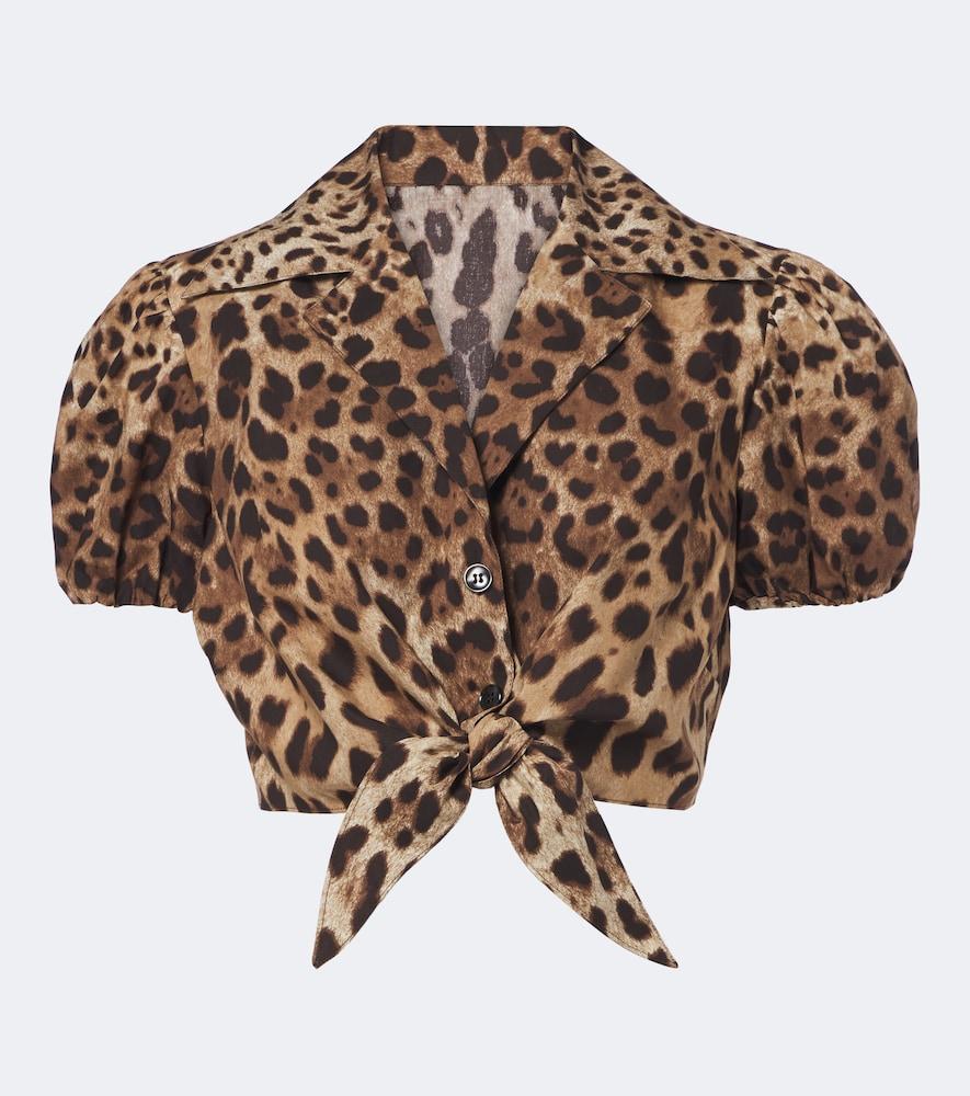 dolce & gabbana leopard-print cotton crop top