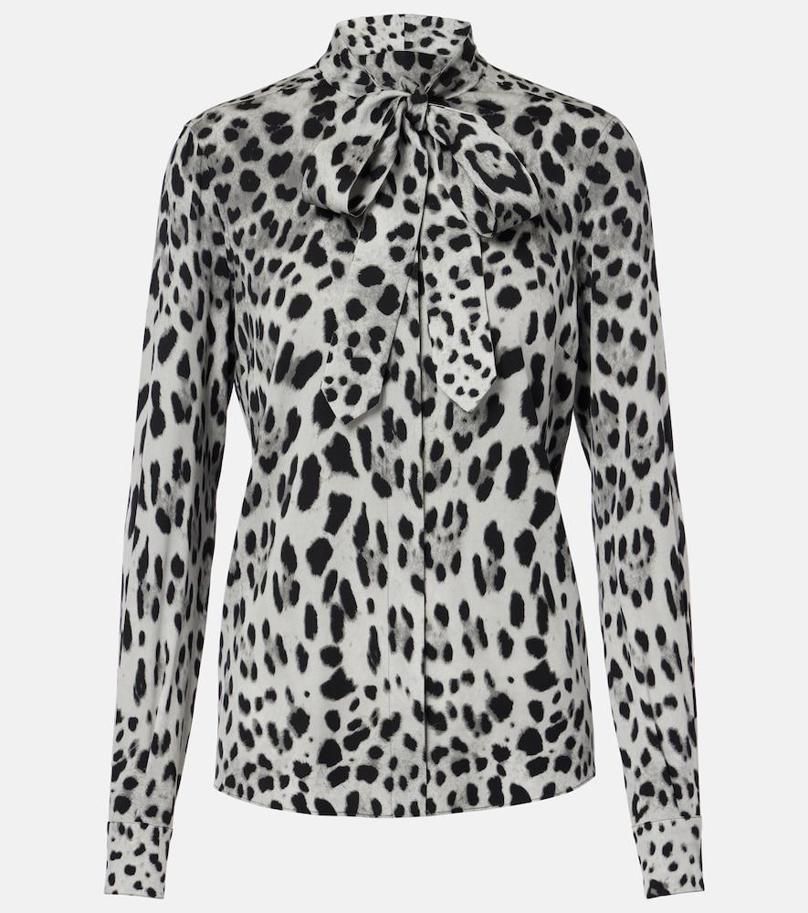 dolce & gabbana leopard-print silk-blend blouse