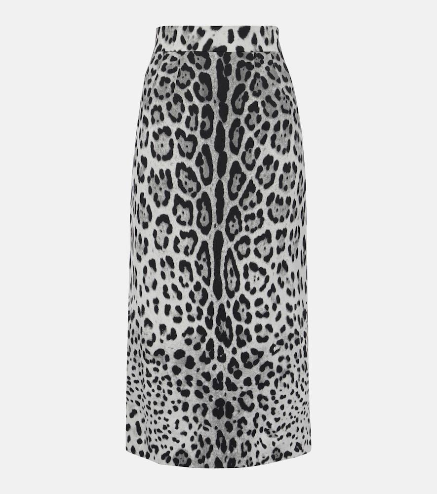 dolce & gabbana leopard-print silk-blend pencil skirt