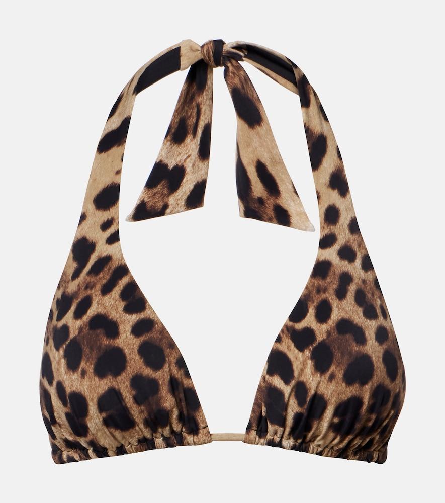 dolce & gabbana leopard-print triangle bikini top