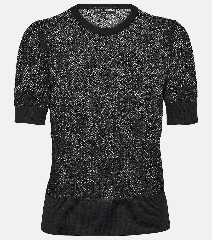 dolce & gabbana logo lace-stitched jacquard sweater
