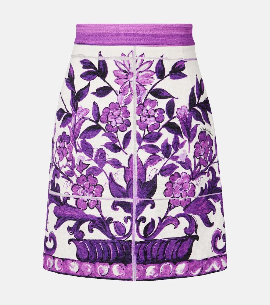 dolce & gabbana majolica cotton and linen-blend miniskirt