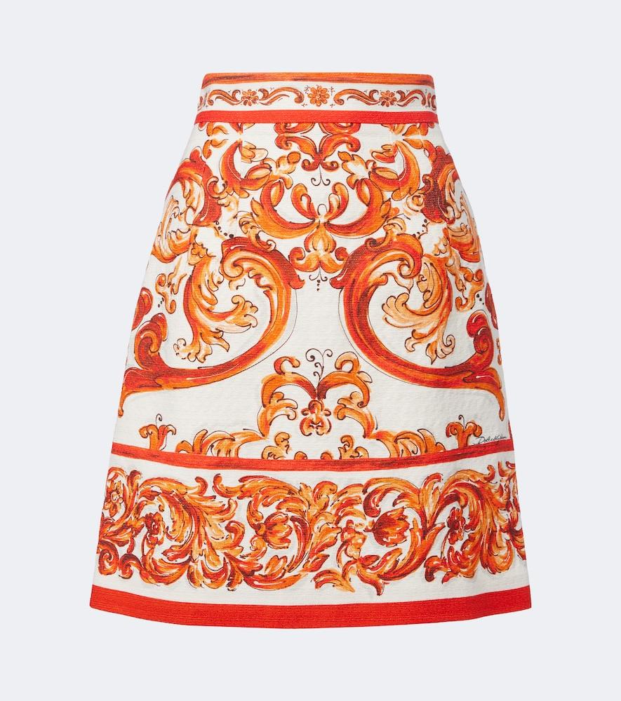 dolce & gabbana majolica cotton and linen-blend miniskirt