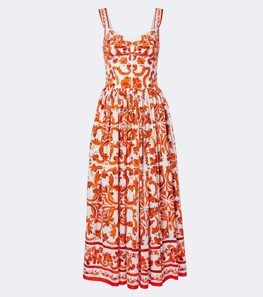 dolce & gabbana majolica cotton poplin maxi dress