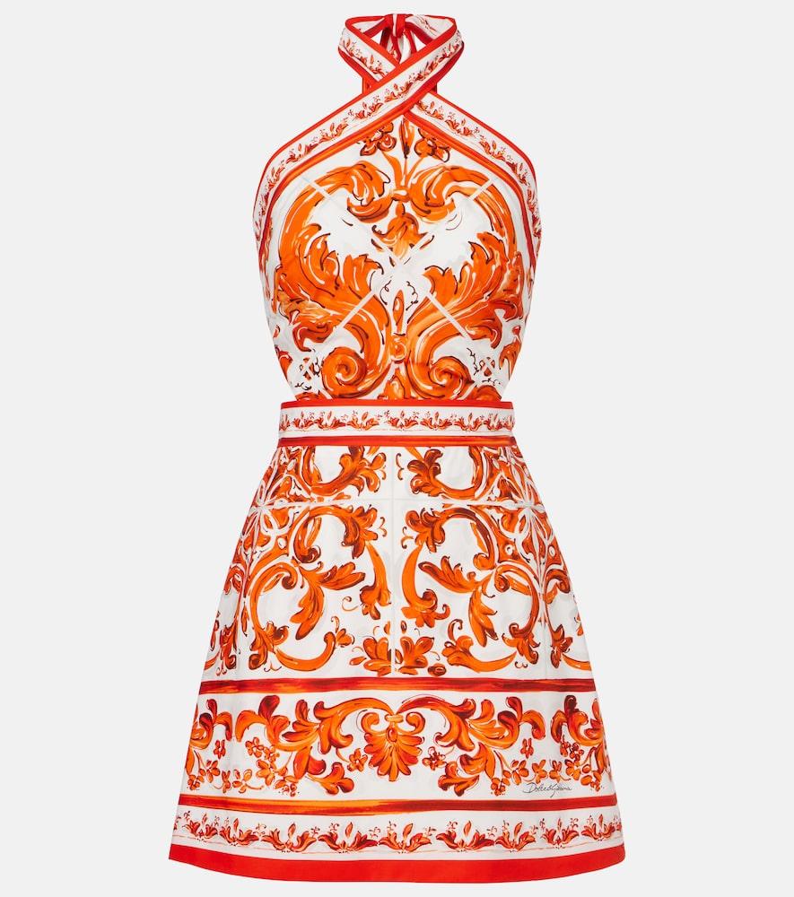 dolce & gabbana majolica cotton poplin minidress
