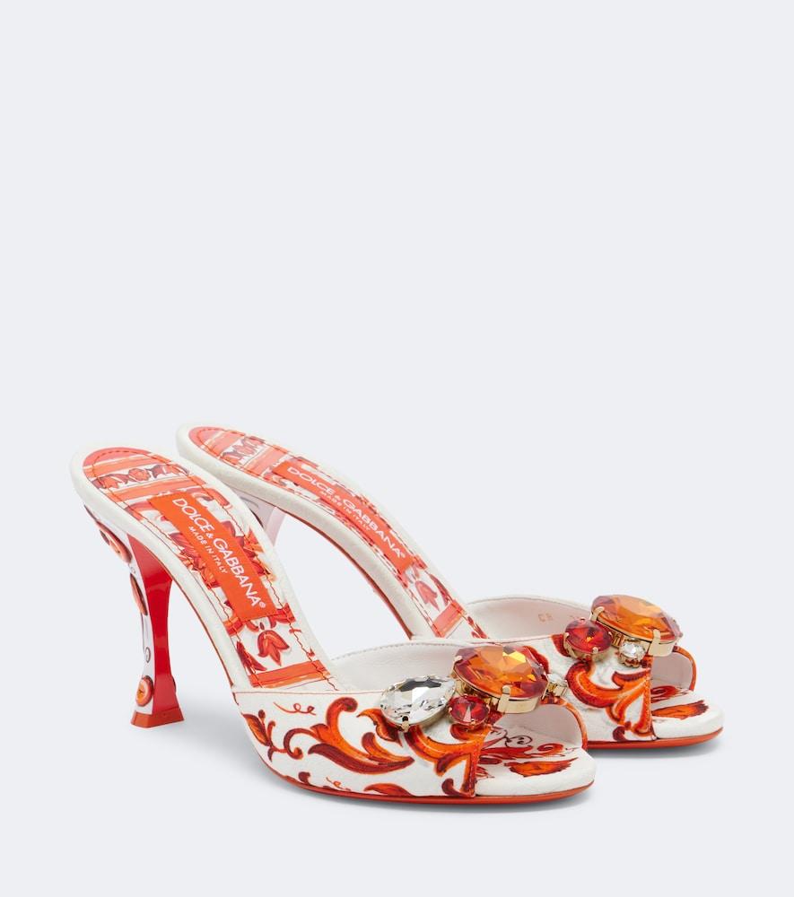 dolce & gabbana majolica embellished brocade mules