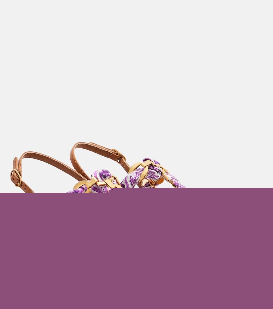 dolce & gabbana majolica leather-trimmed satin thong sandals