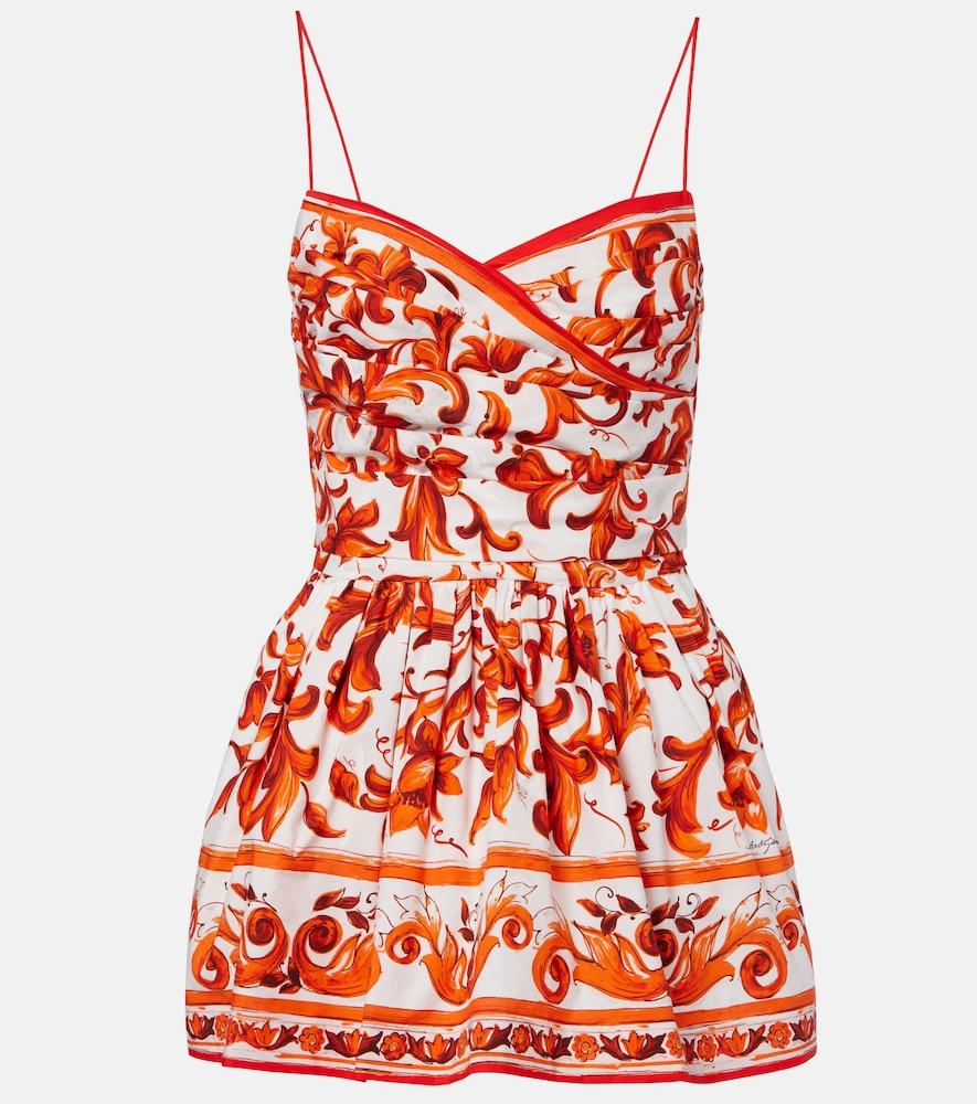 dolce & gabbana majolica printed cotton poplin minidress