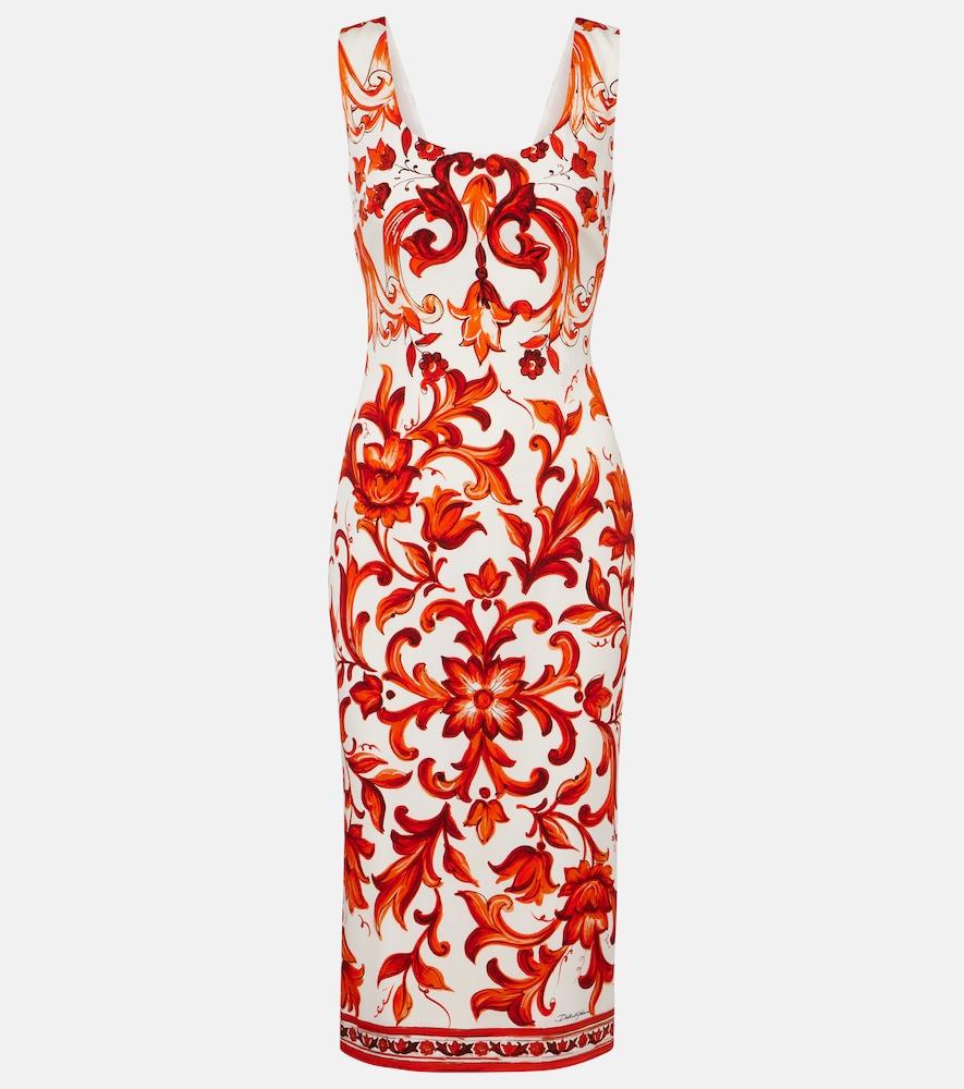 dolce & gabbana majolica silk-blend charmeuse midi dress