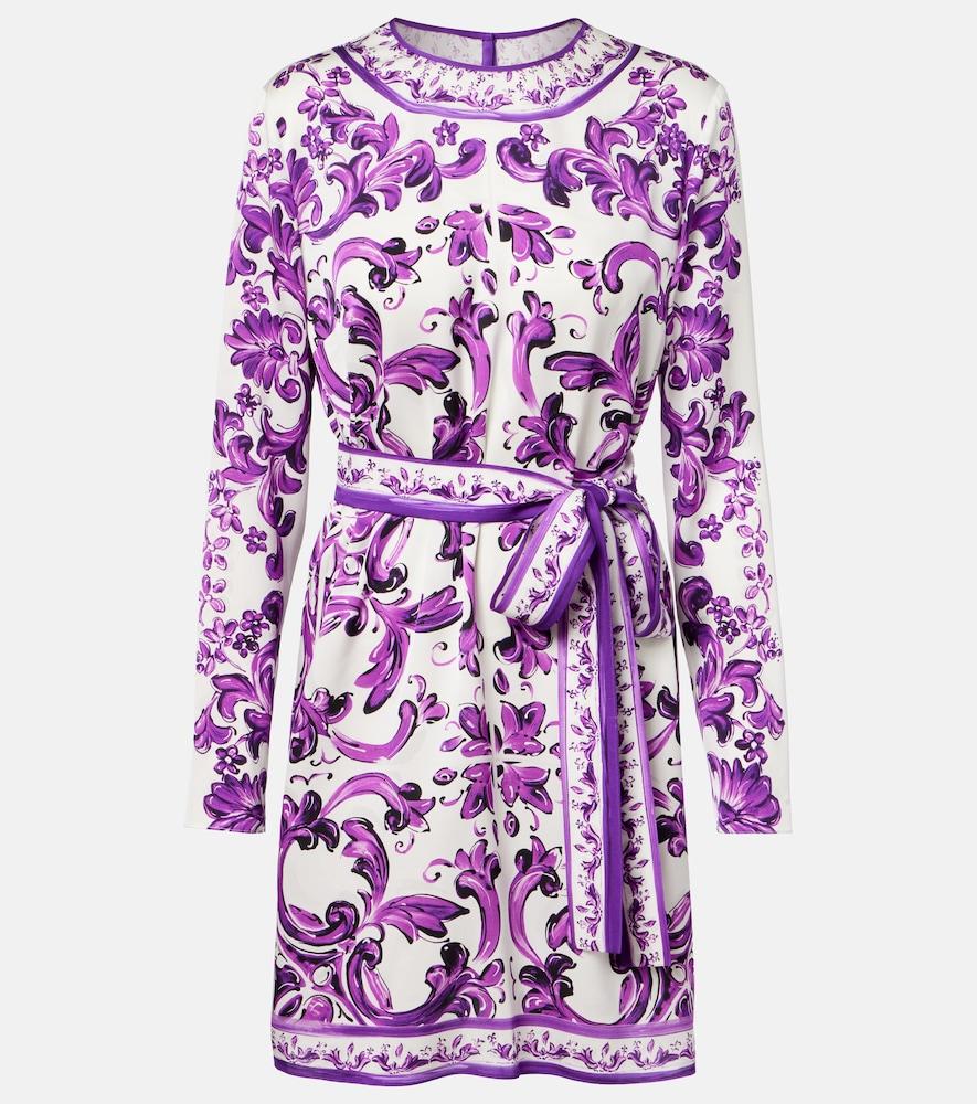 dolce & gabbana majolica silk-blend minidress