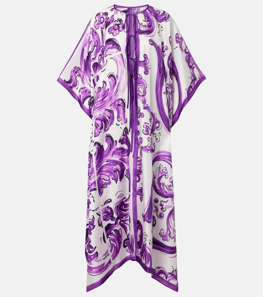 dolce & gabbana majolica silk twill beach dress