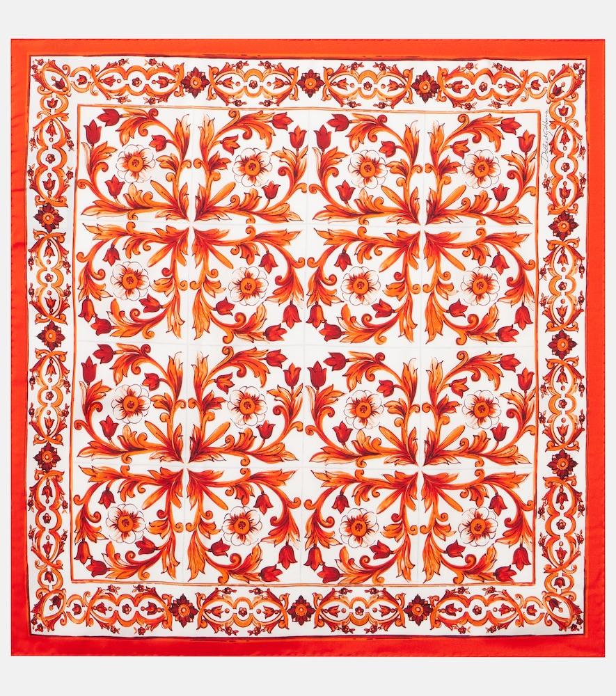 dolce & gabbana majolica silk twill scarf
