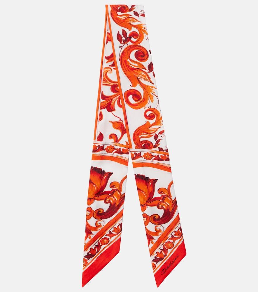 dolce & gabbana majolica silk twill scarf