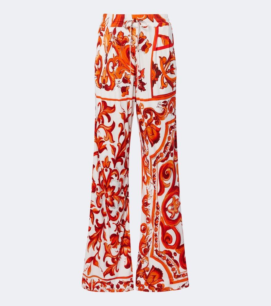 dolce & gabbana majolica wide-leg pants