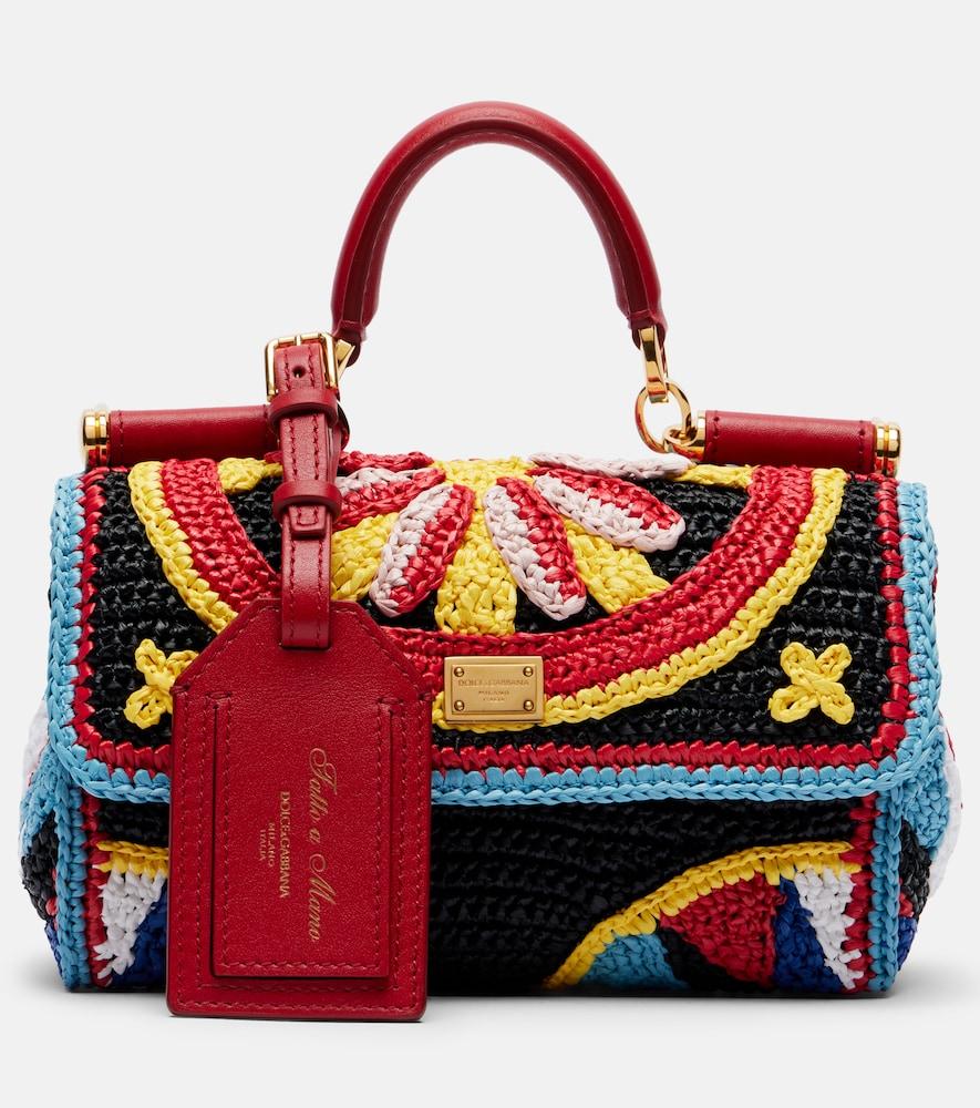 dolce & gabbana my sicily mini crochet top-handle bag