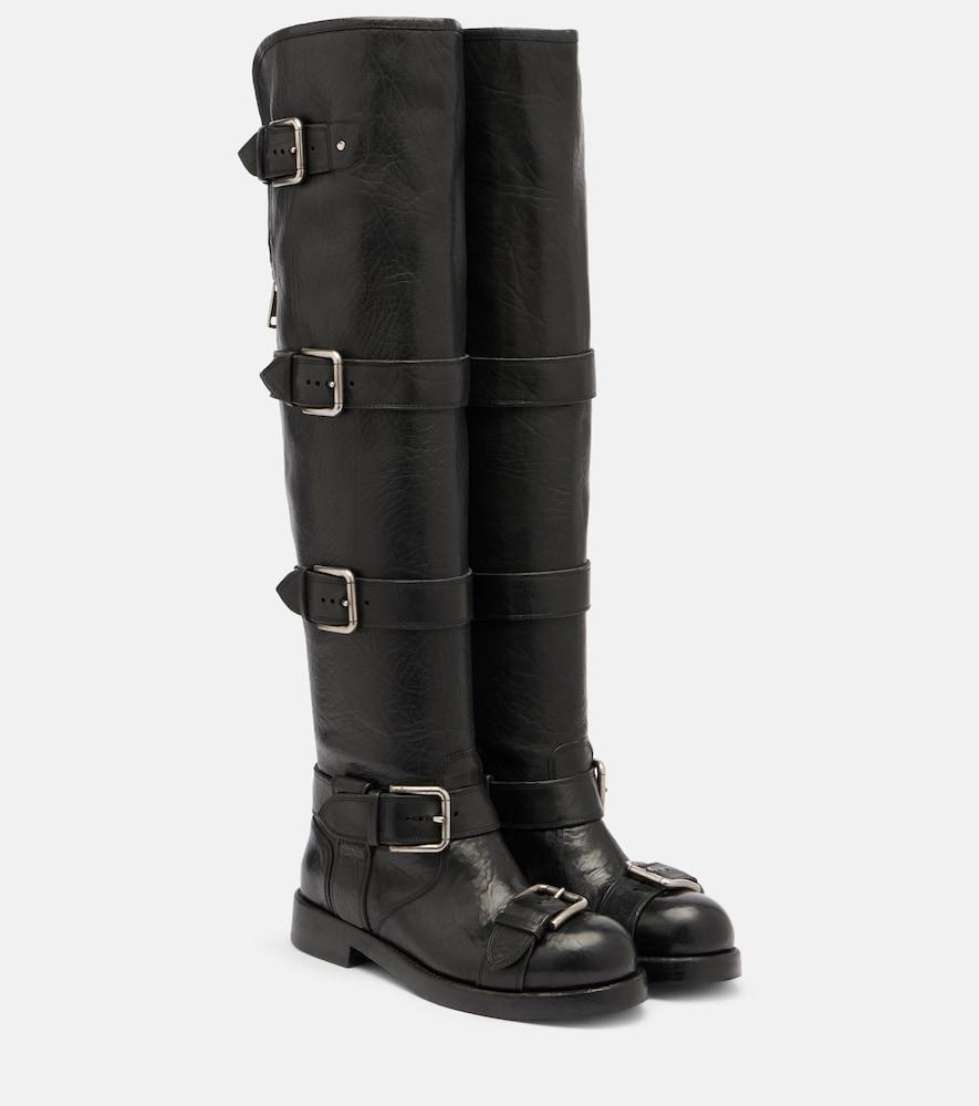 dolce & gabbana over-the-knee leather biker boots