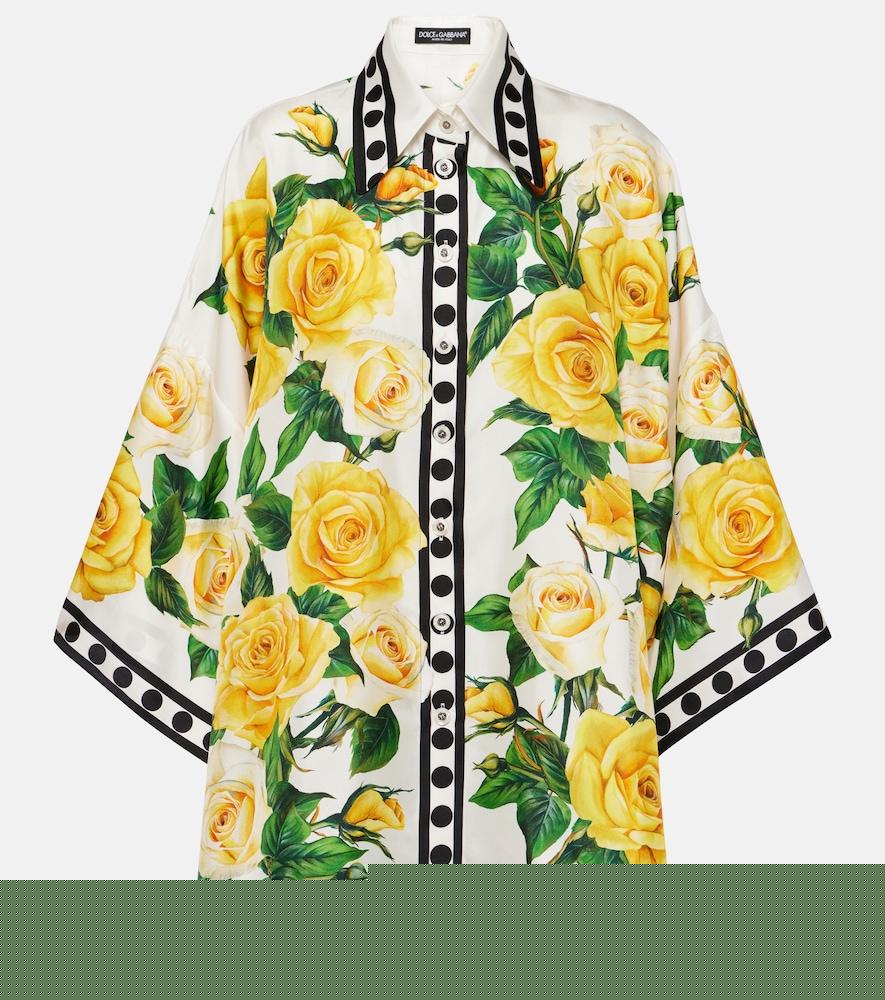 dolce & gabbana oversized floral silk shirt