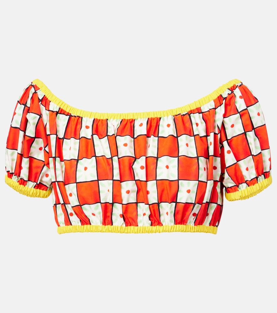 dolce & gabbana patterned cotton crop top