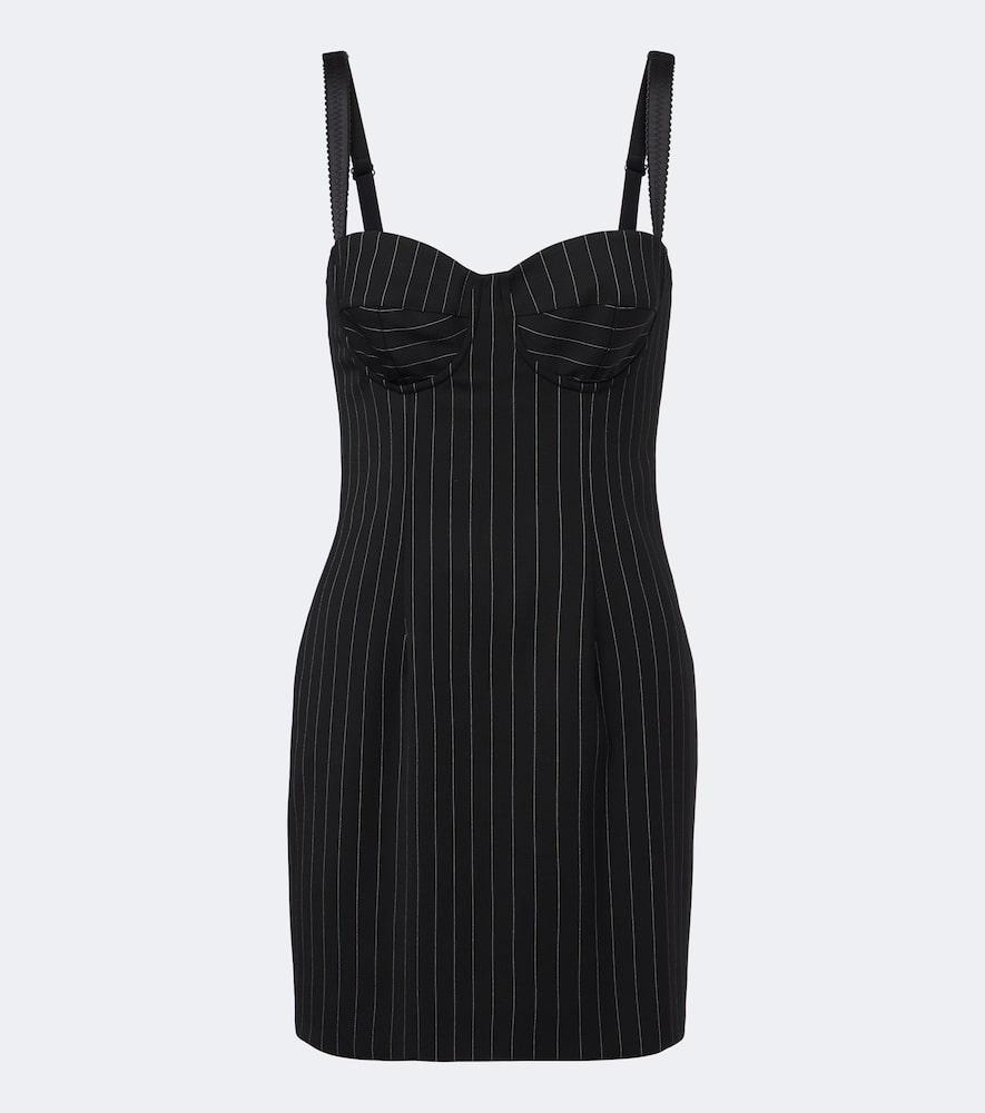dolce & gabbana pinstriped wool and silk-blend bustier dress