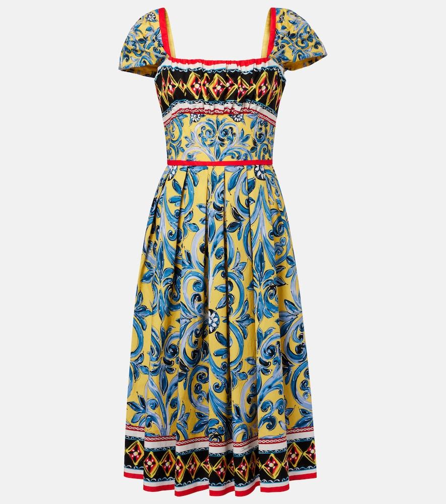 dolce & gabbana pleated printed midi dress